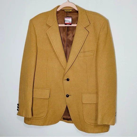 Vintage Camel Wool Mens Blazer Sports Coat Size 40R